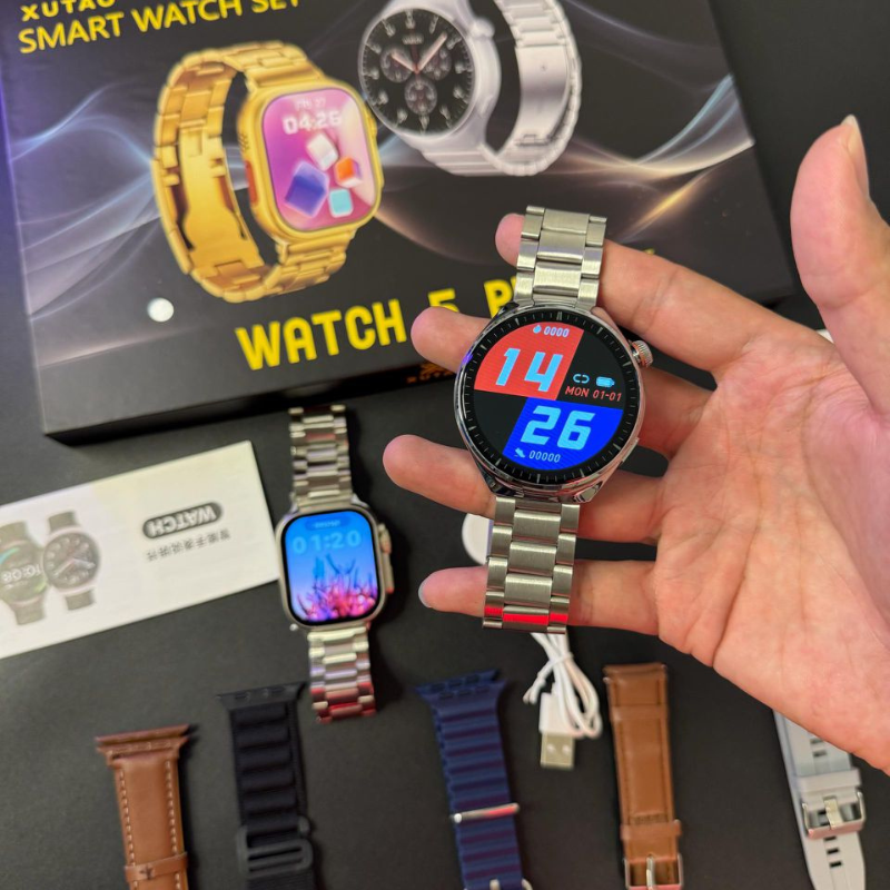 Watch 5 Pro Max – Coffret Premium (2 Montres + 7 Bracelets)