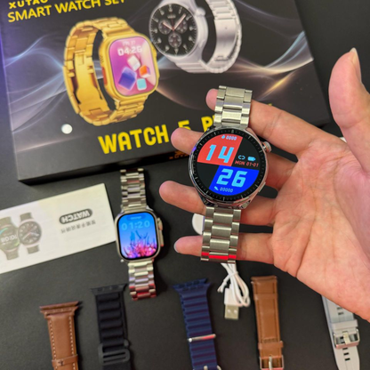 Watch 5 Pro Max – Coffret Premium (2 Montres + 7 Bracelets)